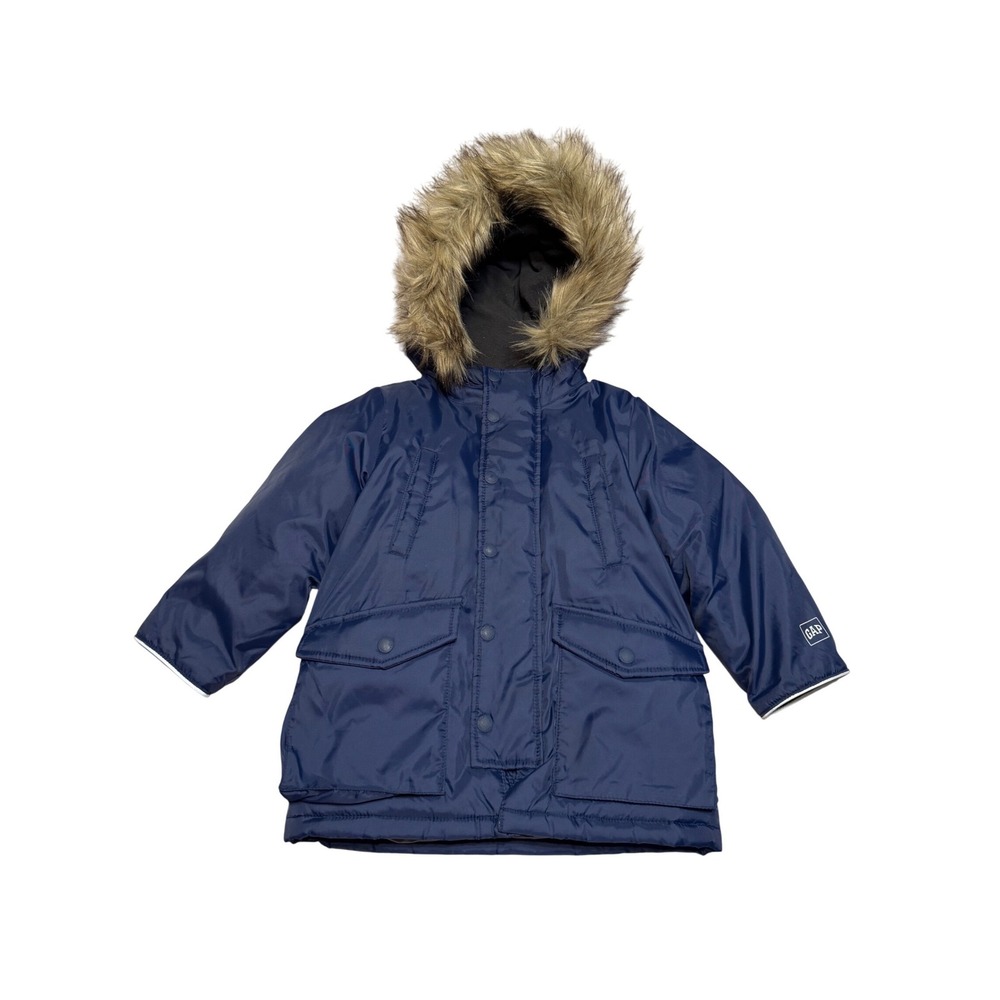 Baby Gap Cold Control Max Winter Parka Jkt Toddler Boys Girls Blue Fur Hood Sz 4